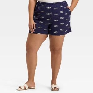a new day High Waist Blue Shorts with Nautical Print